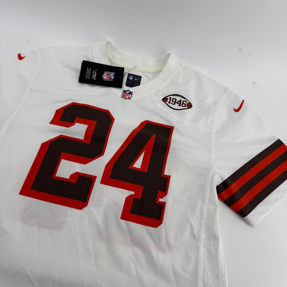 Nike Cleveland Browns Nick Chubb 24 White Jersey Youth Large 14/16 NFL On Field